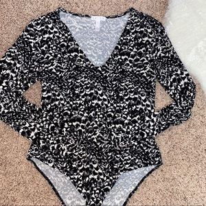 Patterned Nordstrom Black and White Bodysuit